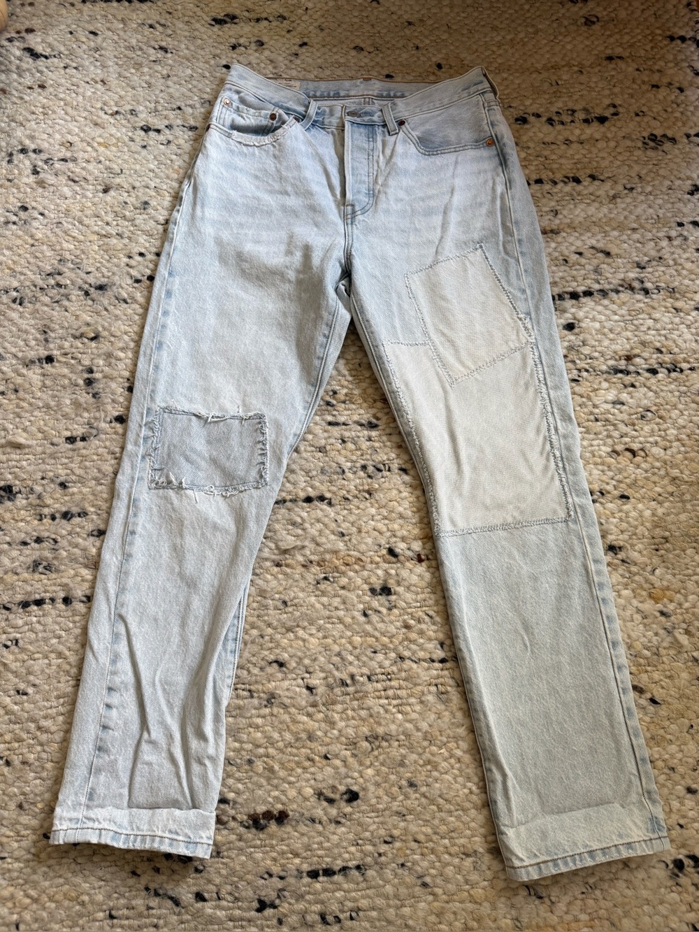 Levi's Premium 501 Patchwork Blue Jeans Size 28